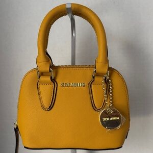 Steve Madden Mini Satchel Bag Mustard Yellow Marigold Top Handle Faux Leather